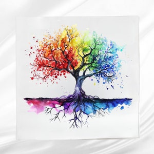 Tree of Life Fabric Panel ~ Tree of Life Quilt Block ~ Square fabric panel for sewing projects
