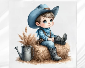 Farmer Boy Fabric Panel: Cotton Blend Quilt Blocks for Sewing