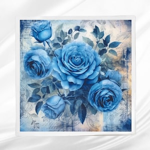 Decoupage Style Fabric Panel ~ Quilt Block ~ Square fabric panel for sewing projects
