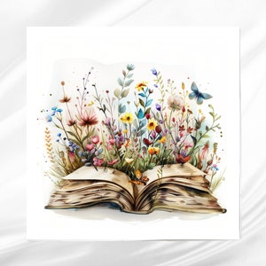 Book Lover Fabric Panel ~ Quilt Block ~ Square fabric panel for sewing projects