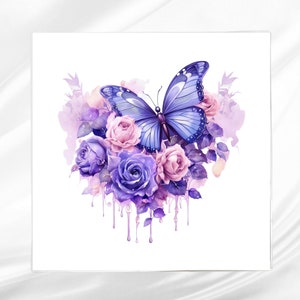 Lavender Butterfly Fabric Panel ~ Butterfly Quilt Block ~ Square fabric panel for sewing projects