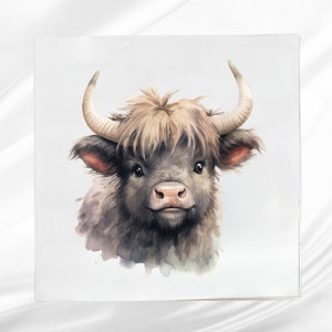 Baby Highland Cow Fabric Panel ~  Highland Cattle Quilt Panel ~  fabric panel for sewing projects