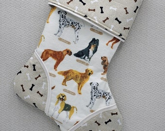 Holiday Stocking made with Dog Themed Fabric