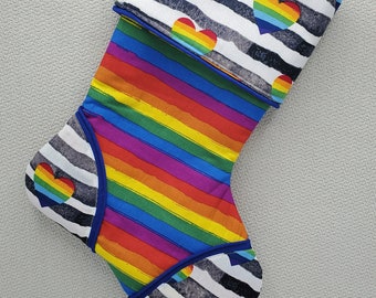 Holiday Stocking Made with Rainbow Fabric
