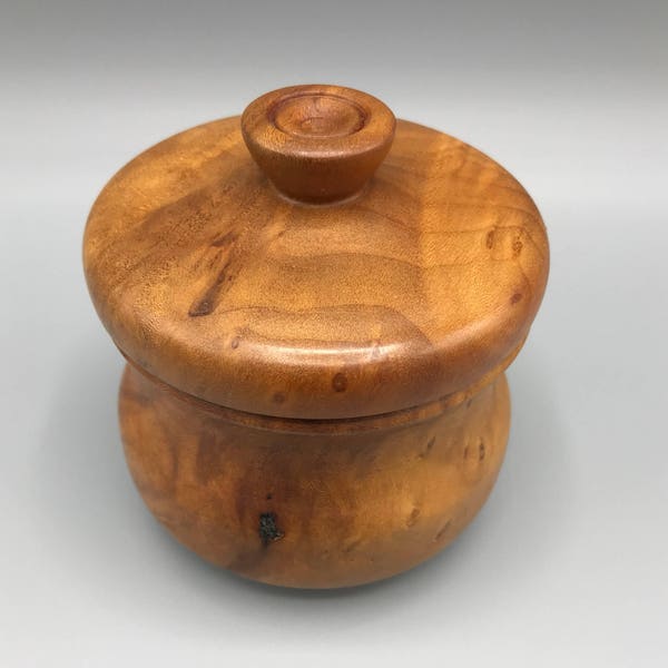 Turned Wooden Madrone Burl Lidded Vessel / Jewelry Box / Ring Box