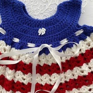 4th July crochet baby dress, for 3-6 months little baby girl!