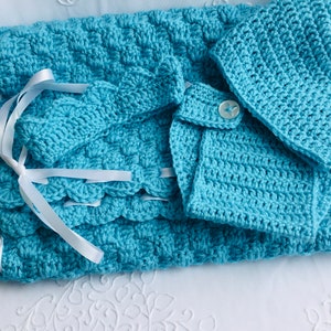Baby set for new born baby boy! Crochet baby blanket, baby hat, diaper and crown for new born baby!