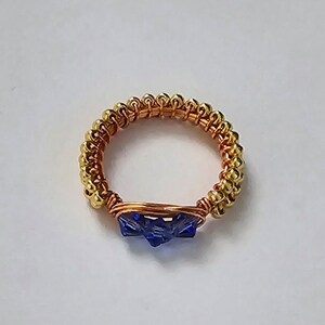 Purple Swarovski Crystal Bicone Wire Wrapped Ring Size 6