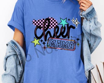 Cheer Mama Graphic Tee, Retro Sports Mom Shirt, Checkered Cheer Tee, Comfort Colors Shirt, Cute Cheerleading Mom Gift