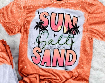 Sun Salty Sand Bleached Tee | Beach Vibes Shirt | Summer Graphic T-Shirt | Coastal Aesthetic Top