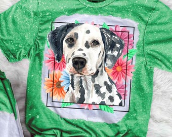 Dalmatian Dog Shirt Floral Puppy Tee Dog Lover Gift Cute Dog Graphic Shirt