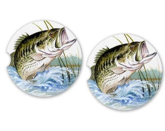 Dessous De Verre De Pêche, Dessous De Verre De Voiture En Grès Et Caoutchouc, Ensemble De 2