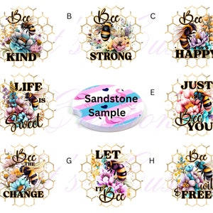 Floral Bee Car Coaster Set: Motivational Quotes