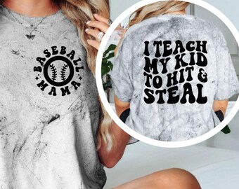 Baseball Mama Shirt, ich bringe meinem Kind bei, zu schlagen und zu stehlen, lustiges Baseball Mom T-Shirt, Spieltag Sport Mama