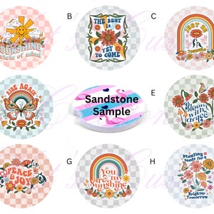 Retro Car Coaster, Positive Quotes Car Coaster, Bloom with Grace Car Coaster, Sunshine Car Coaster, Sunshine Car Coasters