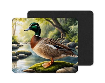Mallard Duck Mouse Pad, Wildlife Duck Desk Mat, Nature Stream Aesthetic, Bird Lover Gift, Cottagecore Office Decor Desk Accessory