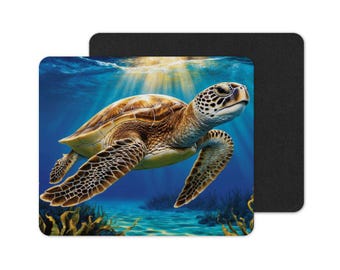 Sea Turtle Underwater Mouse Pad, Ocean Turtle Desk Mat, Marine Life Coastal Decor, Beach Aesthetic Desk Accessory, Turtle Lover Gift