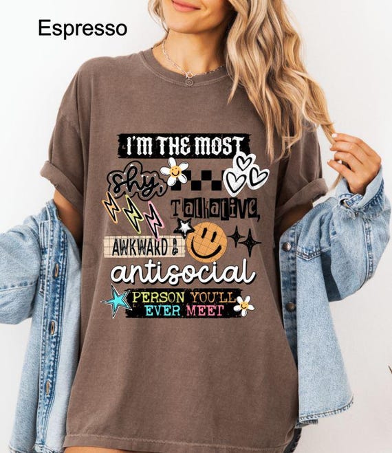 Shy Awkward Antisocial Shirt, Funny Introvert Tee, Social Anxiety Shirt, Sarcastic Humor Tee, Comfort Colors Graphic Shirt