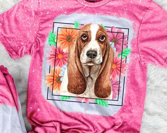 Basset Hound Shirt Floral Dog Tee Dog Lover Gift Cute Puppy Graphic Shirt
