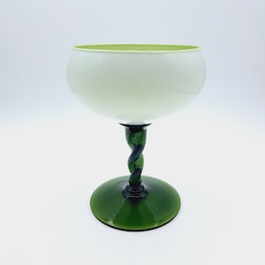 Vintage Empoli Twisted Stem, Collectible Empoli Cased Glass, Mid Century Home Decor, Italian Glass, Empoli Green Cased