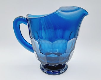 Vintage Viking Glass Georgian Pitcher,, Collectible Viking Blue, Vintage Barware, Mid Century Dining, West Virginia Glass, Wedding Gift