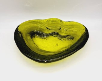 Vintage Blenko Ashtray, Collectible Blenko, Art Glass, West Virginia Glass, Blenko Tobacciana, Blenko Free Form in Green