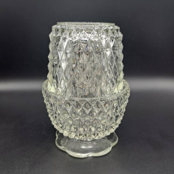 Vintage Indiana Glass Fairy Lamp in Clear, Collectible Indiana Candle Holder, Indiana Glass Diamond Point Clear Fairy Lamp,