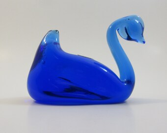 Cobalt Glass Swan Etsy cobalt glass swan etsy