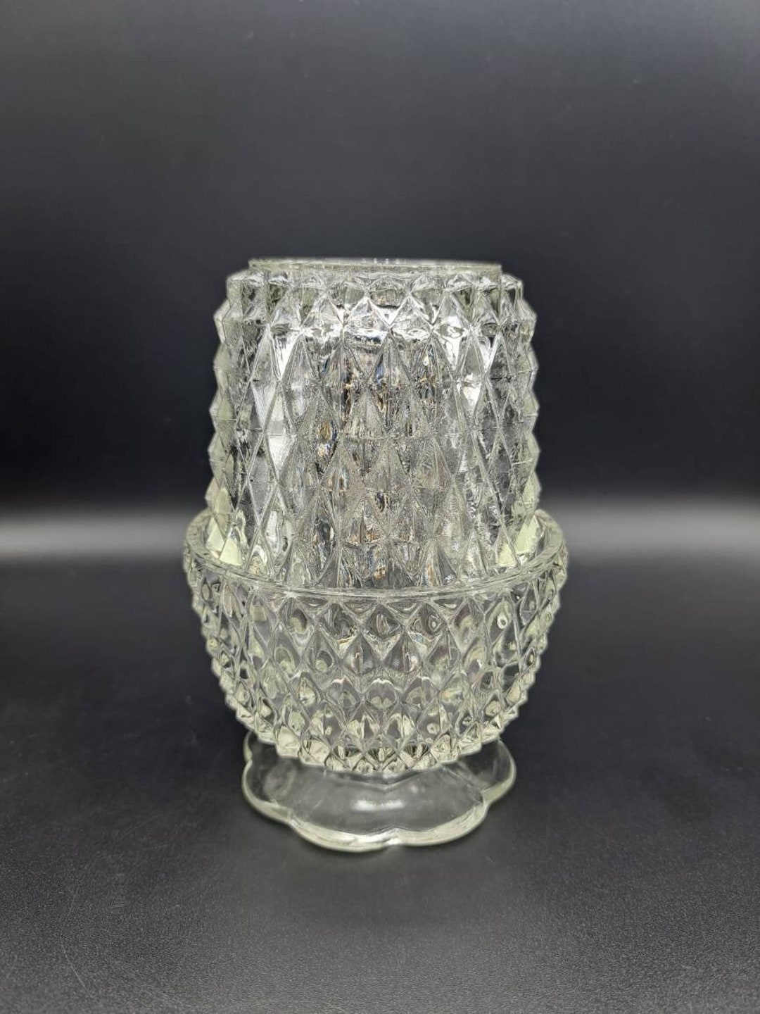 Vintage Indiana Glass Fairy Lamp in Clear, Collectible Indiana Candle