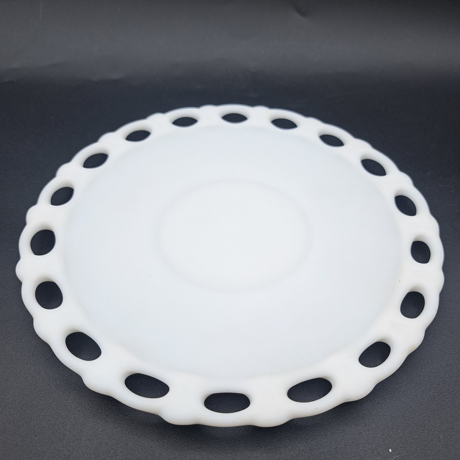 Sticker Underplate Vintage Imperial Glass Satin Milk Glass Bowl, Underplate and Ladle ...