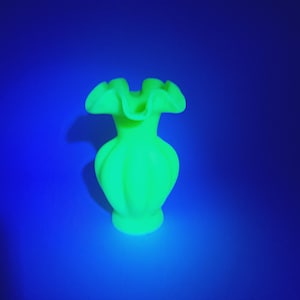 Vintage Fenton Lime Satin Vase, Collectible Fenton Glass, Uranium Glass, Glowy Glass Vase, Wedding Gift