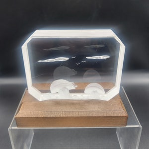 Vintage Ronald Fox Mushroom, Signed Ronald Fox Reverse Etched Lucite Block, Collectible Ronald Fox Mushroom and Mouse Sculpture, Mid Century