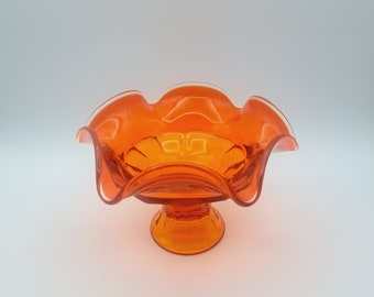 Vintage Viking Glass Georgian Compote, Collectible Viking Honeycomb Persimmon, Amberina Glass, West Virginia Glass, Mid Century Home Decor