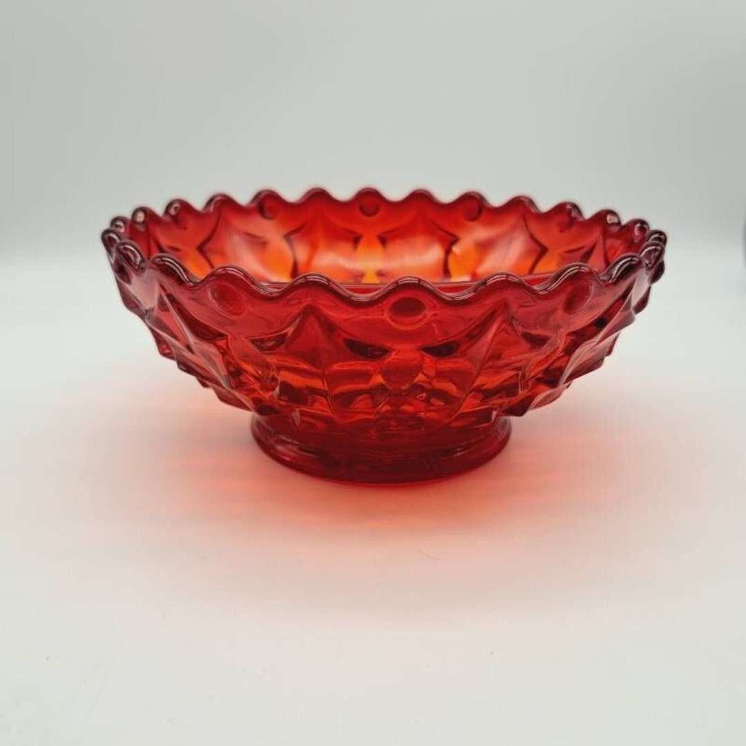 Vintage Fostoria Red Holly Divided Bowl, Collectible Fostoria Cadmium