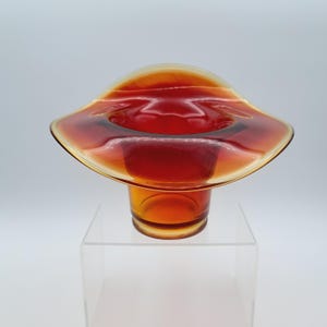 Vintage LE Smith Hat Vase, Collectible Le Smith Amberina, Wedding Gift, Gift for Glass Collector