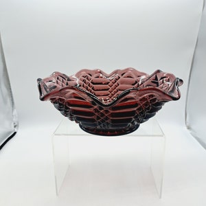Vintage L. E. Smith Amethyst Bowl, Collectible Smith Glass Purple Bowl, Collectible Glass