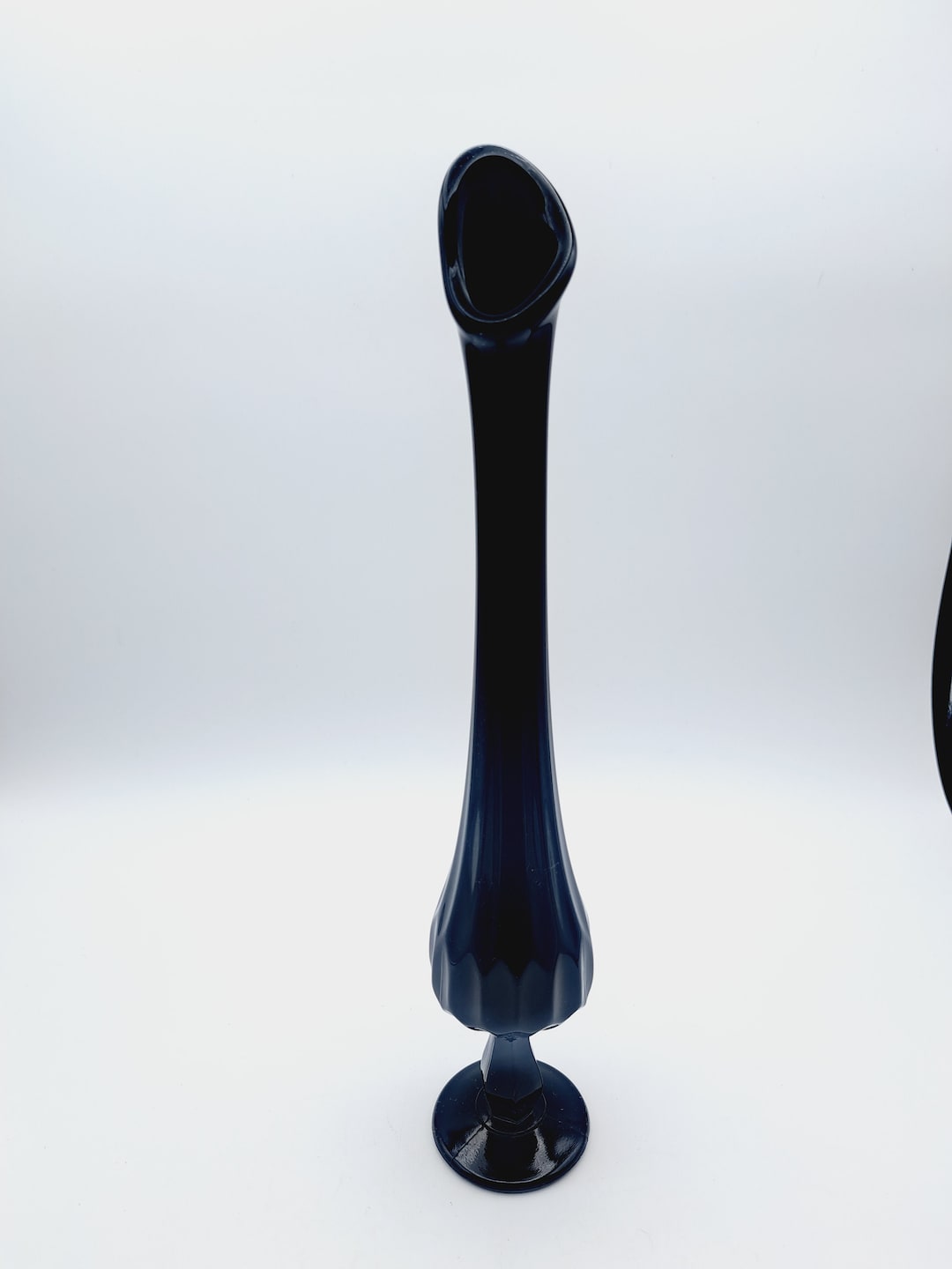 Vintage Fenton Black Swung Vase, Collectible Fenton Thumbprint Black