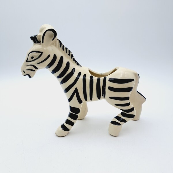 Vintage Zebra Planter, Collectible Zebra Home Decor, Gift for Gardener, Ceramic Zebra Indoor Planter