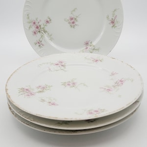 Antique C H Field Haviland Limoges CFM/GDM Floral Plates, Set of FOUR