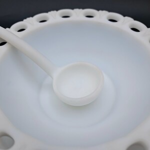 Sticker Underplate Vintage Imperial Glass Satin Milk Glass Bowl, Underplate and Ladle ...