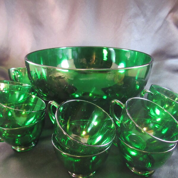 Green Punch Bowl Etsy