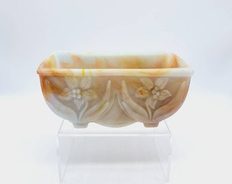 Vintage Akro Agate Slag Glass Planter, Collectible Akro Agate, Depression Glass, Glass Decor, Gift for Gardener,