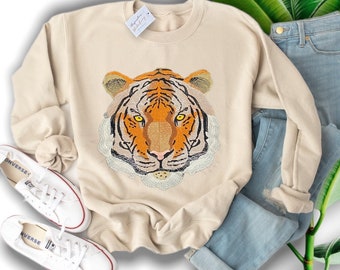 Mens Round Neck Sweater Fashion Sweatshirts,Tiger Graphic Mens Round Neck Sweater Fashion Sweatshirts,Tiger Graphic