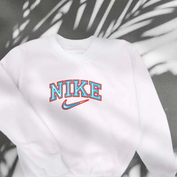 Custom Embroidered Vintage Nike Logo White Unisex Crewneck | Etsy