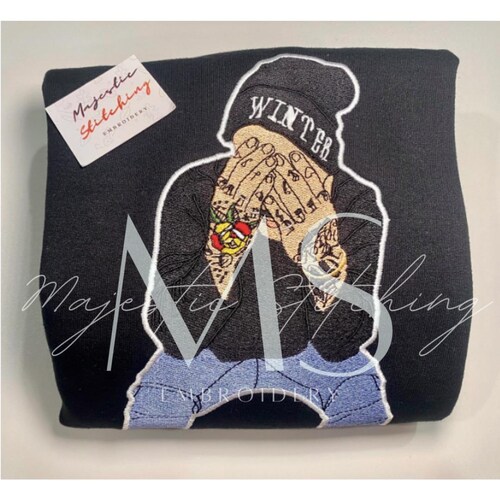 Custom Embroidered full portrait color and details Sweatshirt, Embroidery hoodie, Custom Anniversary gift, personalized portrait crewneck