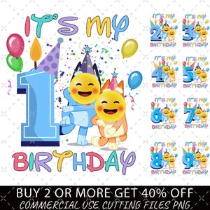 Bluey Birthday Png, My Birthday Png, Birthday Party Png, Birthday Gifts Png, Happy Birthday Png, Birthday Family Matching Png, Bluey Number