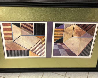 Obra original firmada por Mike Moor en su momento y sección transversal de arte abstracto geométrico