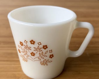 Taza de café Pyrex blanca vintage Summer Impressions Ginger con asa en forma de D