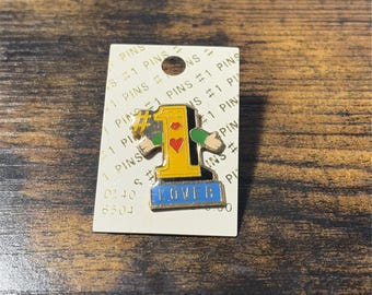 Número Uno #1 Amante Pin Vintage de Solapa - Corazón de Amistad Amor Amigo Mejores Amigos Pin