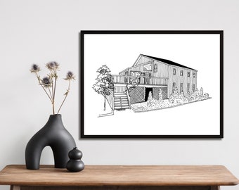 Custom Home Illustration, Wedding Venue Illustration Sketch, Wedding Gift, Couple Gift, Wedding Venue Portrait, Anniversary Gift